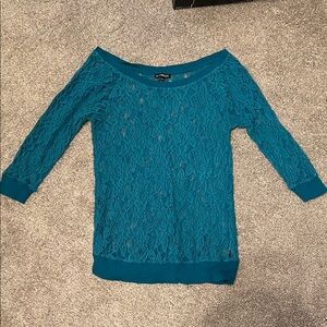 Express Teal Lace Blouse